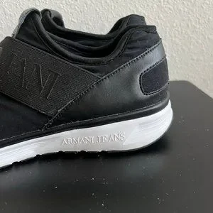 NWOT Armani Jean\'s Men\'s Black Elastic Runner Sneakers Shoes Size 8.5 Armani Jeans | Shoes | Nwot Armani Jeans Mens Black Elastic  main image 4